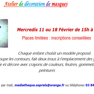 Médiathèque : Nouveaux ateliers de Carnaval